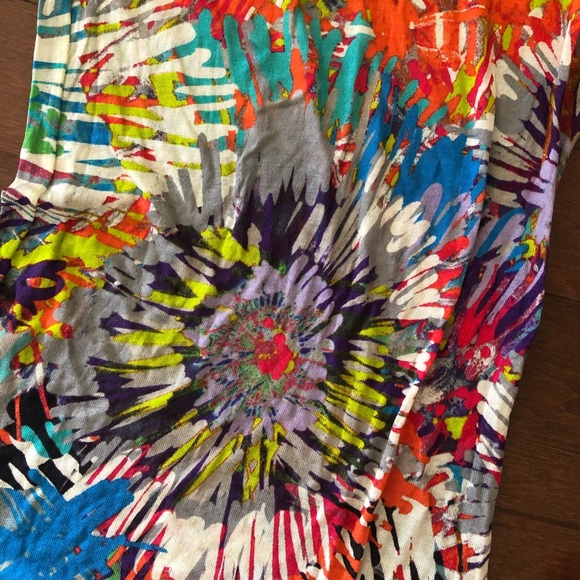 BCBGMaxAzria Neon Yellow Multicolor Long Sleeve Top - Picture 4 of 6